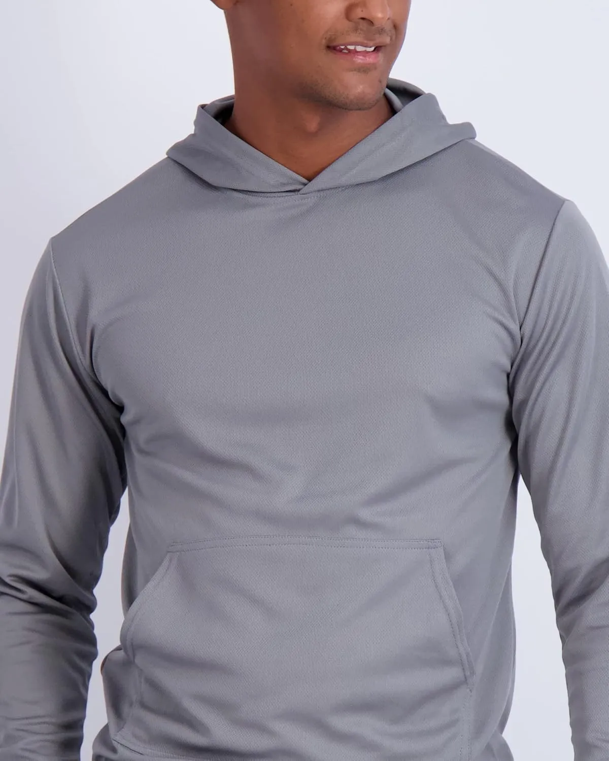 Real Essentials 3 Pack: Men's Mesh Long Sleeve Athletic Pullover Hoodie Sweatshirt Pockets UPF 50  (Available in Big & Tall)