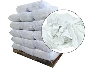 Recycled White Sheeting Rags 24x24-40 Anti-Slip 25lb Bags - 1000 Pounds - by RagLady