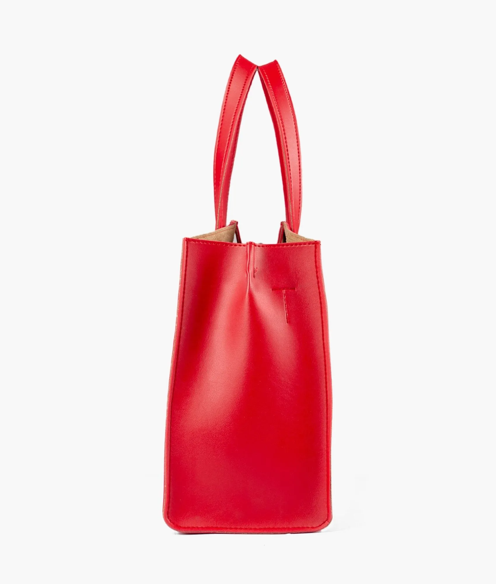 Red multi compartment satchel bag
