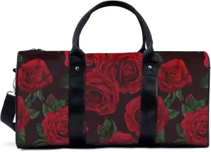 Red Rose Black Background Travel Duffel for Women and Men - Weekender Tote, Gym, Sport, Hospital, Labor and Delivery, Overnight, Luggage