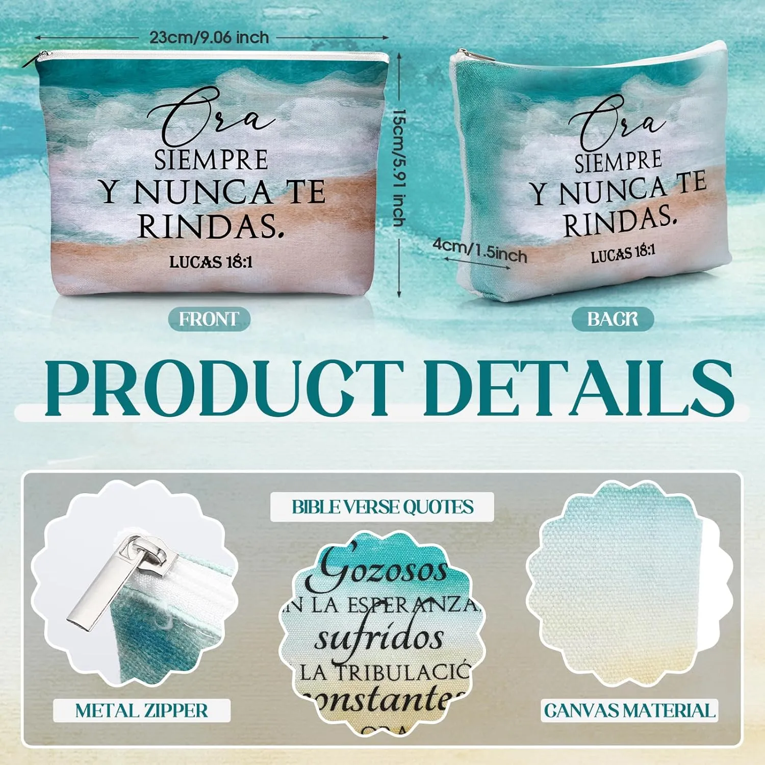 Reginary 10 Sets Christian Gifts for Women Include 10 Religious Canvas Makeup Bags with 10 Bible Verse Compact Mirrors Church Inspirational Gifts for Travel Mom Sister(Bright Colors,Spanish Style)