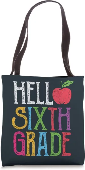 Retro Hello 6th Grade Back School Matching Teacher Student Tote Bag