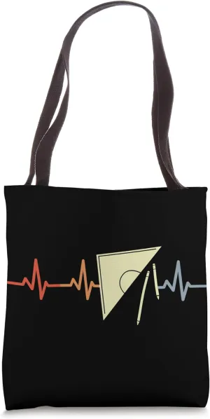 Retro Triangle Ruler Pulse Line Architectural Engineer Tote Bag