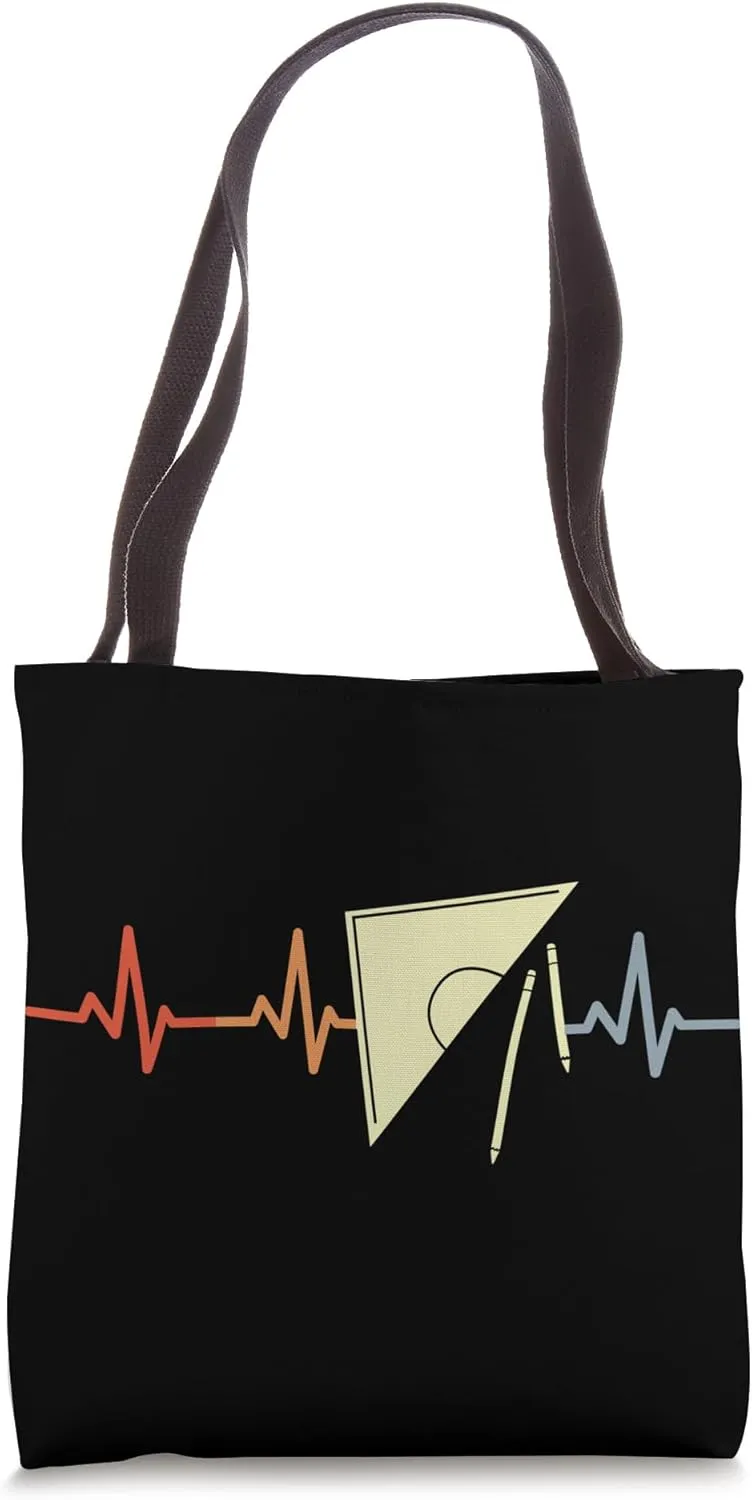 Retro Triangle Ruler Pulse Line Architectural Engineer Tote Bag