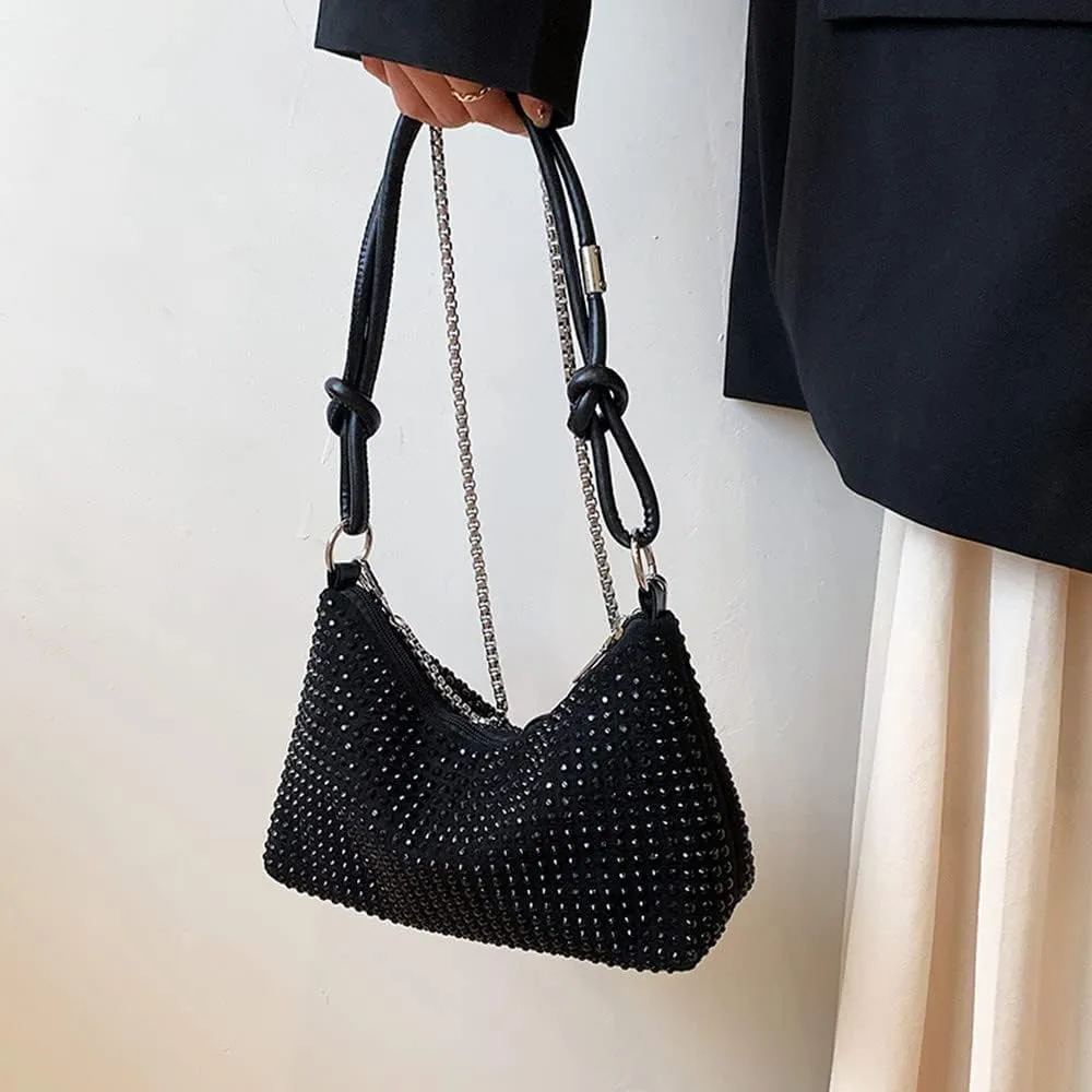 Rhinestone Bag Chic Evening Handbag Shiny Mini Handle Purse Chain Shoulder bag for Women