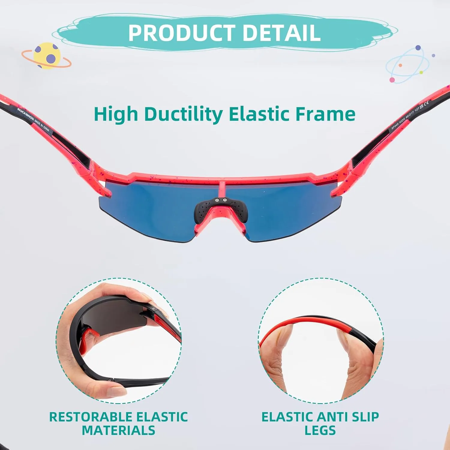 ROCKBROS Kids Sunglasses Polarized Youth Baseball Sunglasses Cycling Glasses UV400 Sports Glasses for Boys Girls Age 8-14
