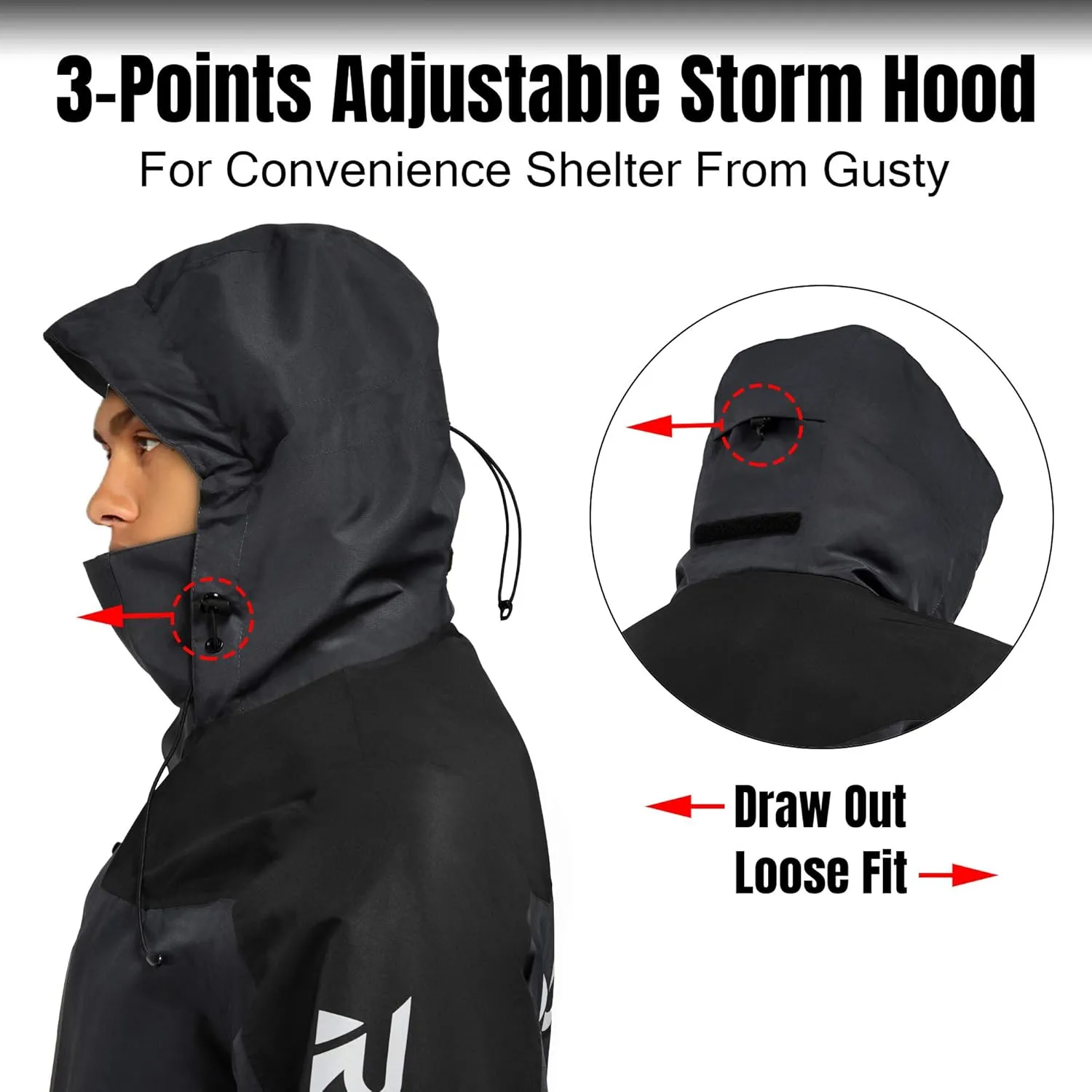 Rodeel Mens Lightweight Windbreaker Fishing Jacket Water Resistant Raincoat with Hood for Outdoor
