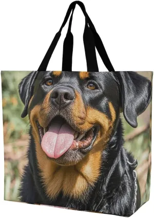 Rottweiler Dogs Tongue Head Handbags Lightweight Travel Shoulder Bag Portable Cute Shopping Beach Market Bag for Men Women Hiking Yoga Gym Swimming Travel Holiday Gift