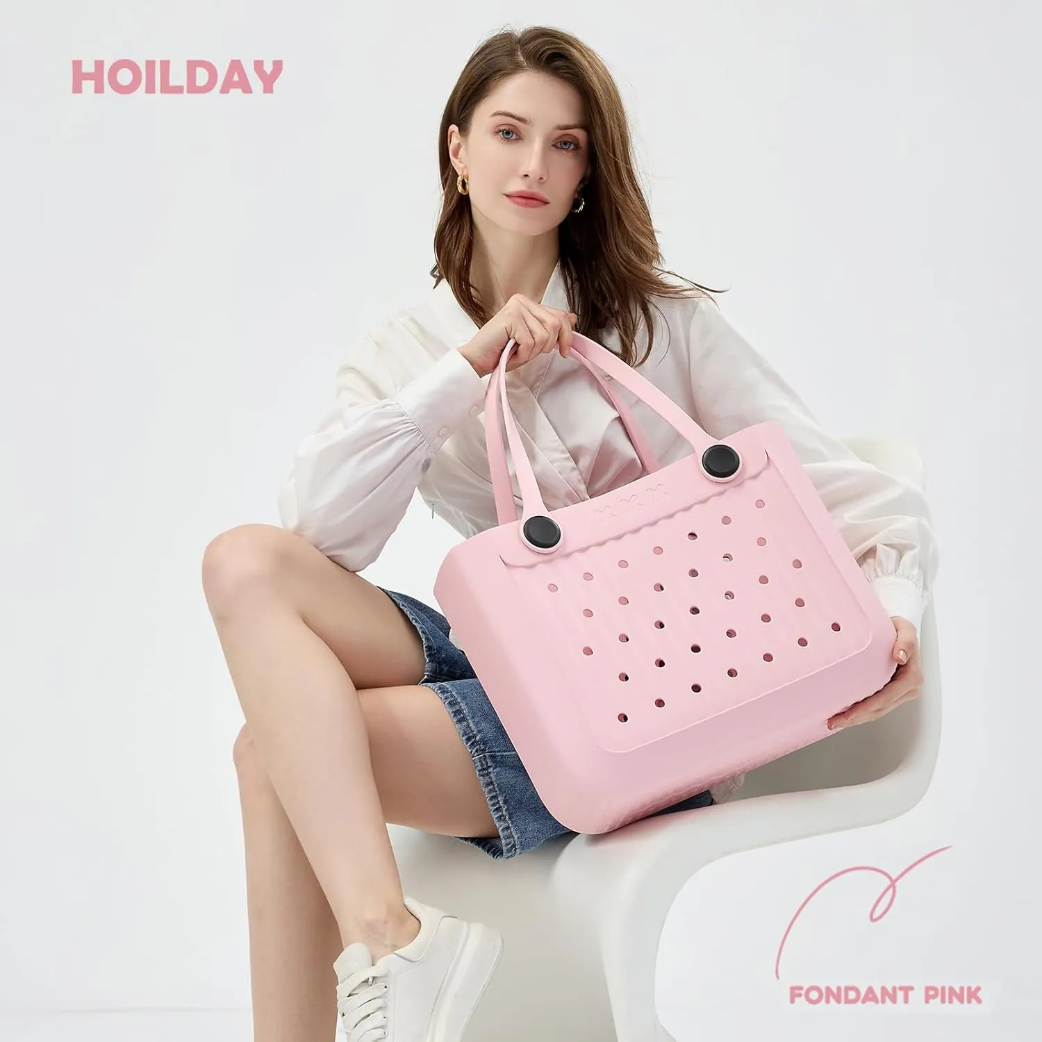 Rubber Beach Tote Bag, Waterproof EVA Travel Tote Washable Beach Handbags for Sports Outdoor Anti-Tip Bag