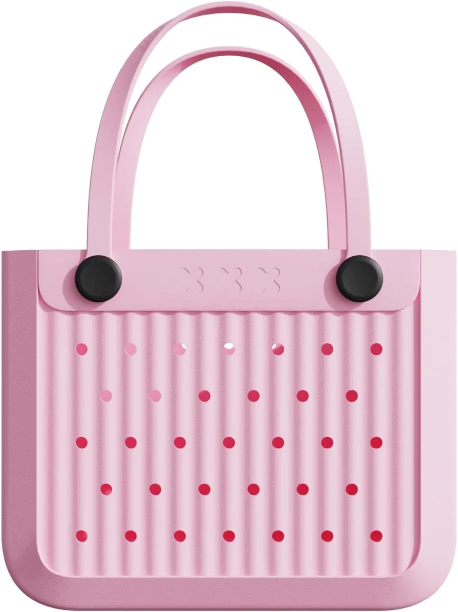 Rubber Beach Tote Bag, Waterproof EVA Travel Tote Washable Beach Handbags for Sports Outdoor Anti-Tip Bag