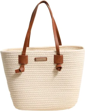 Rungion Large Woven Tote Bags for Women Cotton Rope Handbag Summer Beach Shoulder Bag Vacation Top Handle Purses