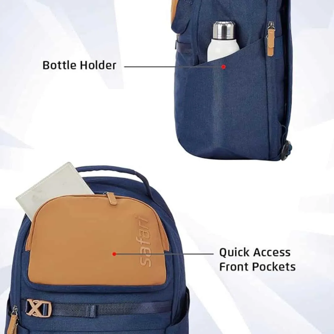 Safari Dart 2 24L College backpack, 2 compartments, 17" laptop compatible, Smart trolley sleeve,Color - Blue
