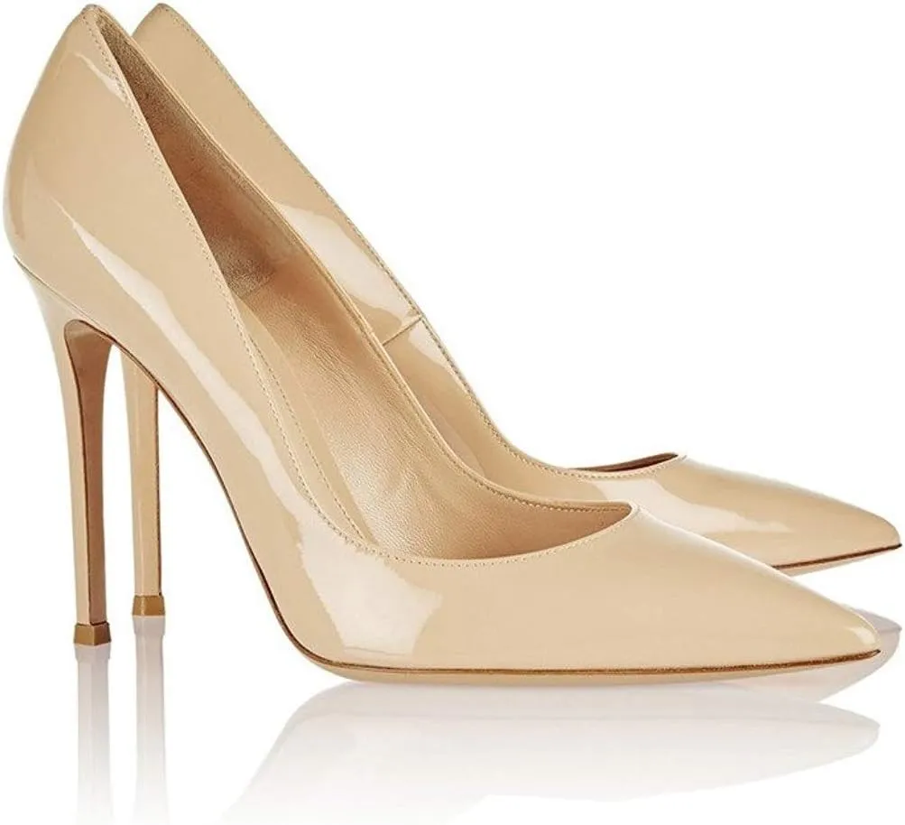 SAMMITOP Women's Pointed Toe High Heel Pumps 10cm Classic Stiletto Suede Shoes