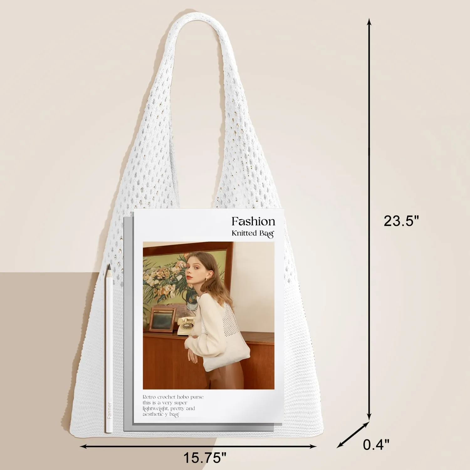 SANSTHS Crochet Mesh Beach Tote Bag Retro Hobo Knitted Bag Woven Tote Summer Shoulder Bag for Women