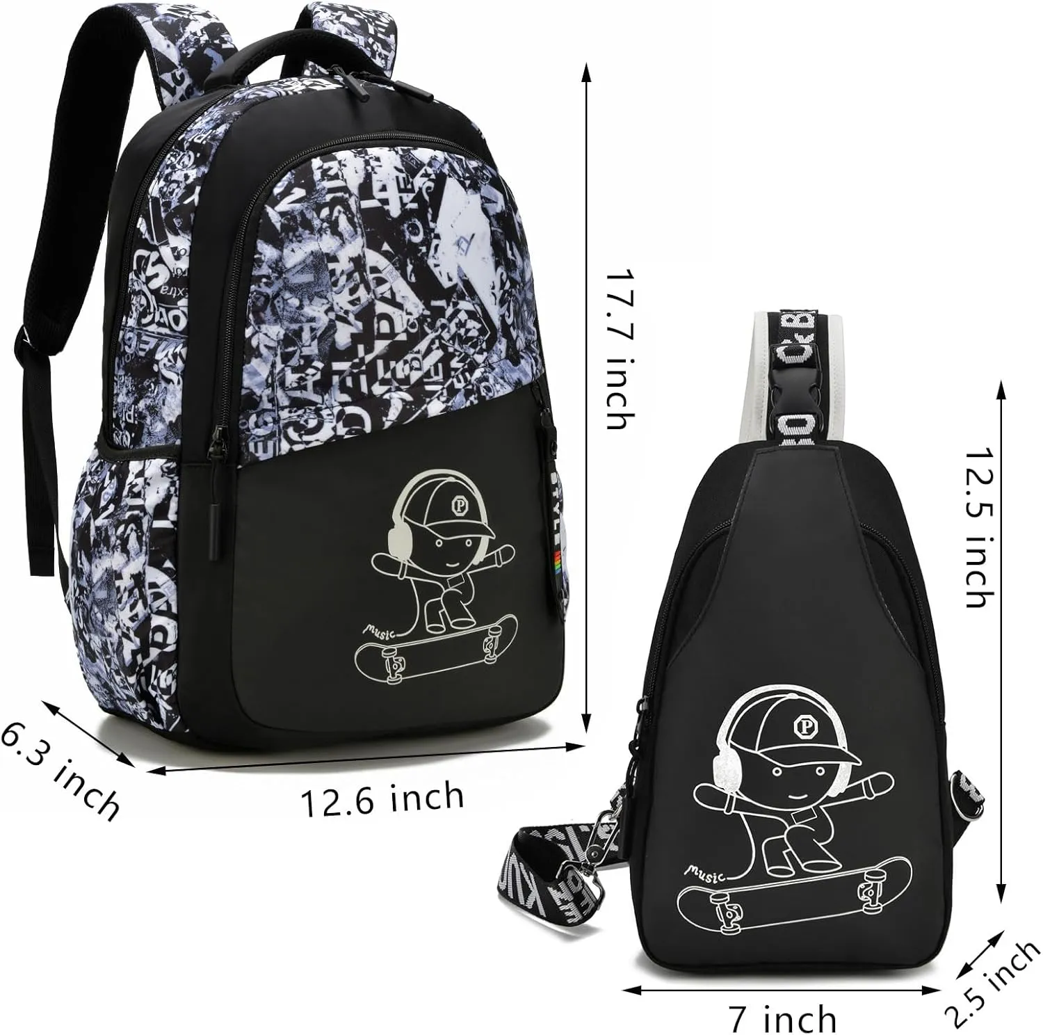 School Backpack for Boys 14 Inch Laptop Backpack with USB Charging Port Lightweight Bookbag Waterproof Travel Backpack