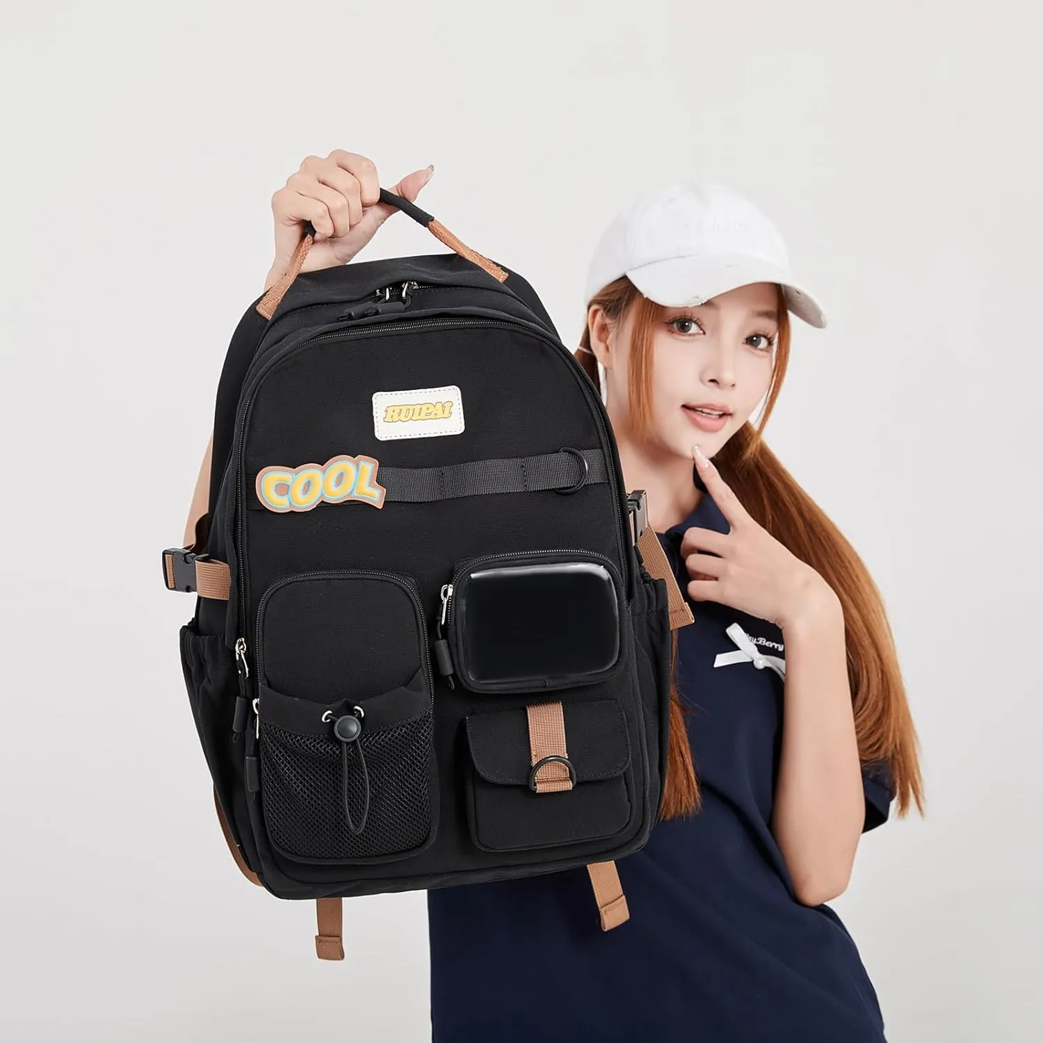 School Backpack for Boys & Girls, Teens Backpack Casual Bookbag For School & Travel, Multiple Pockets Kids Bookbags(Black)