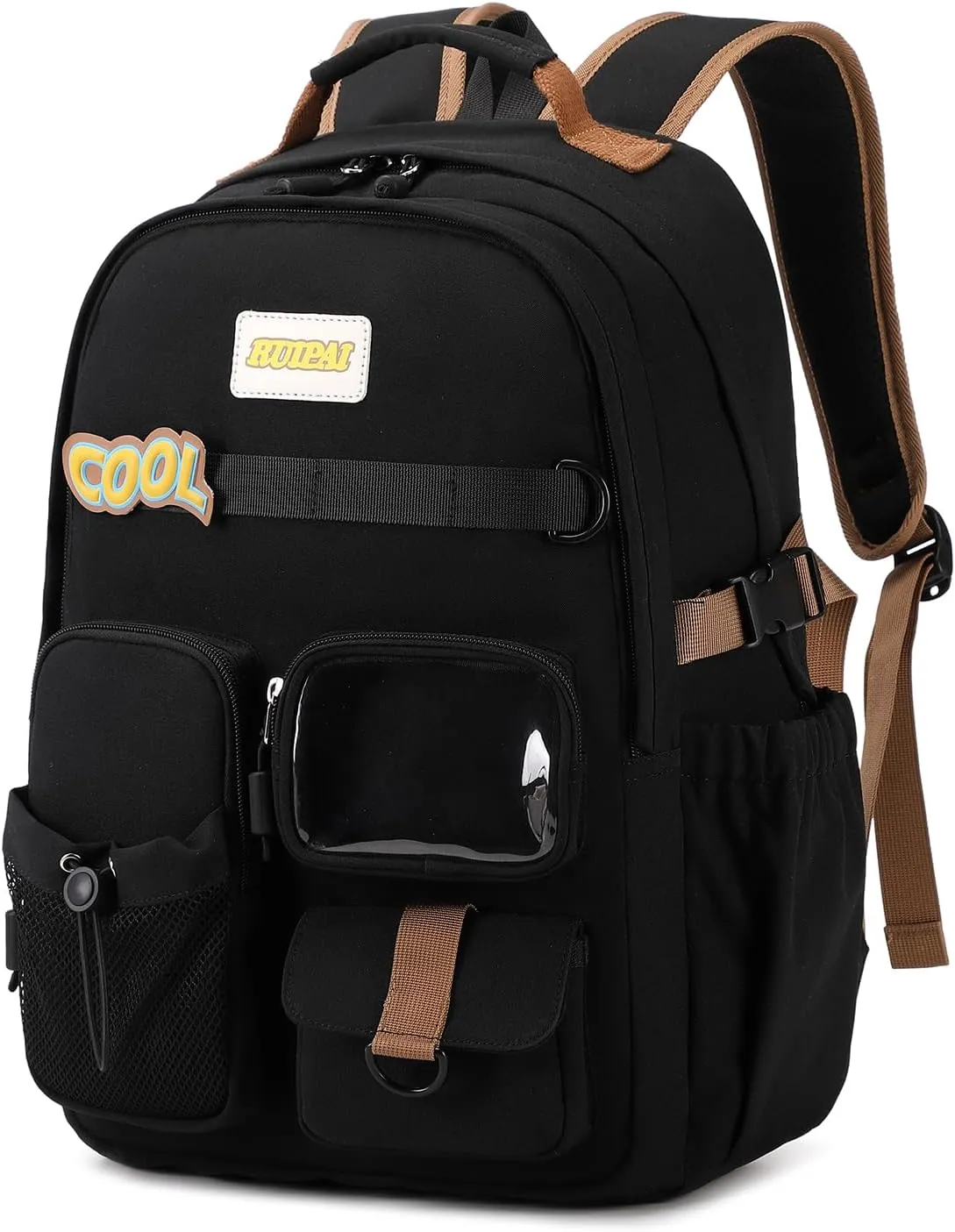 School Backpack for Boys & Girls, Teens Backpack Casual Bookbag For School & Travel, Multiple Pockets Kids Bookbags(Black)