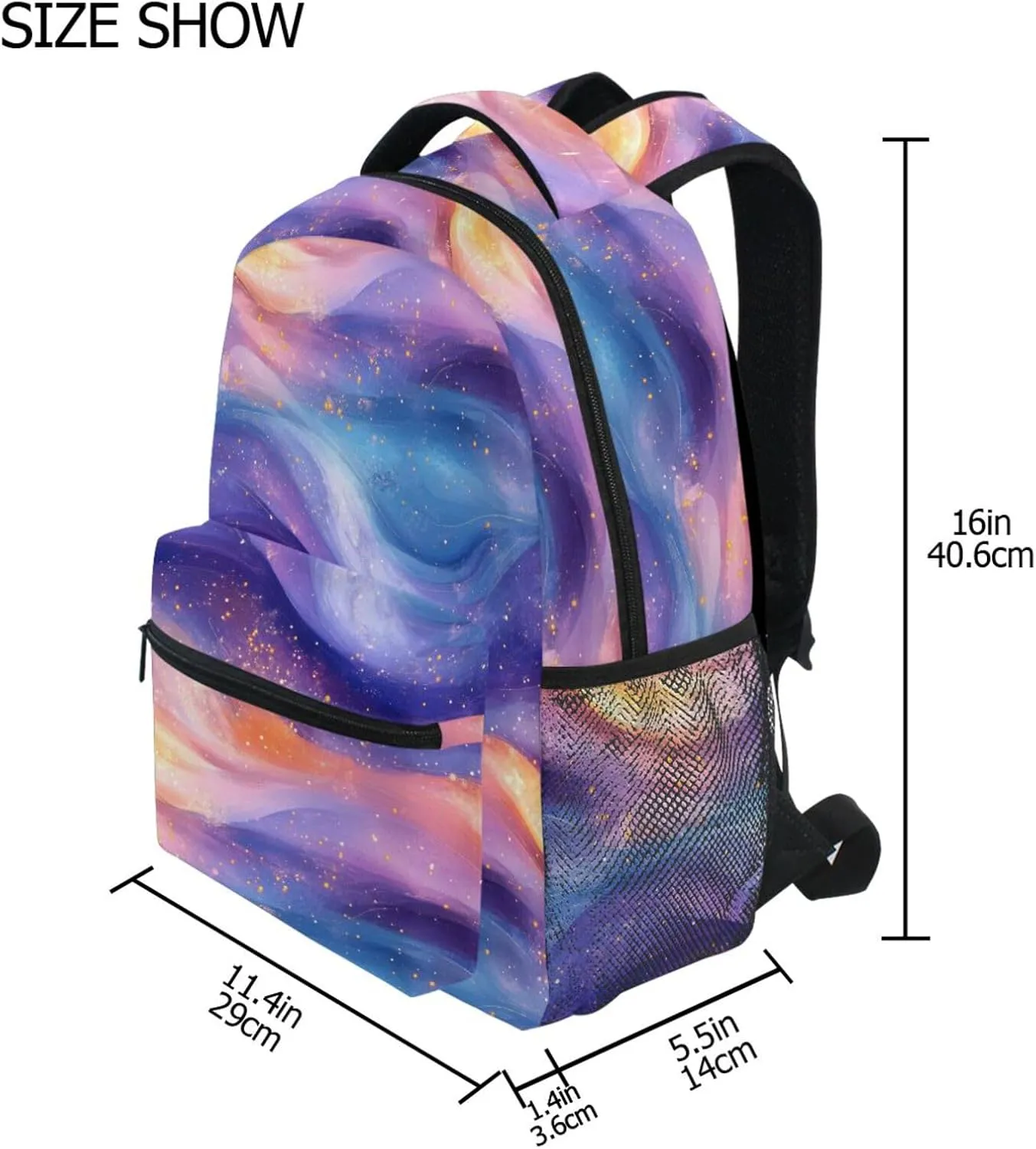 School Backpack for Men and Women Waterproof Backpack With Water Bottle Pocket with Chest Strap Gift Men & Women Peach Blue Purple