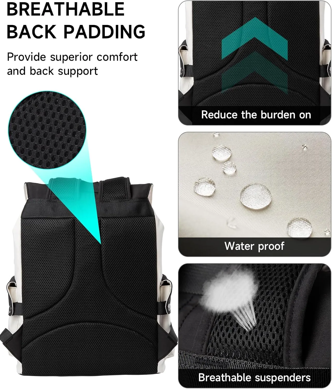 School Backpack Water Proof 15.6“ Laptop Backpack Casual Suitable For Fitness Sports Travel Hiking Commuting Class College Black High Middle School Backpack For Men Women