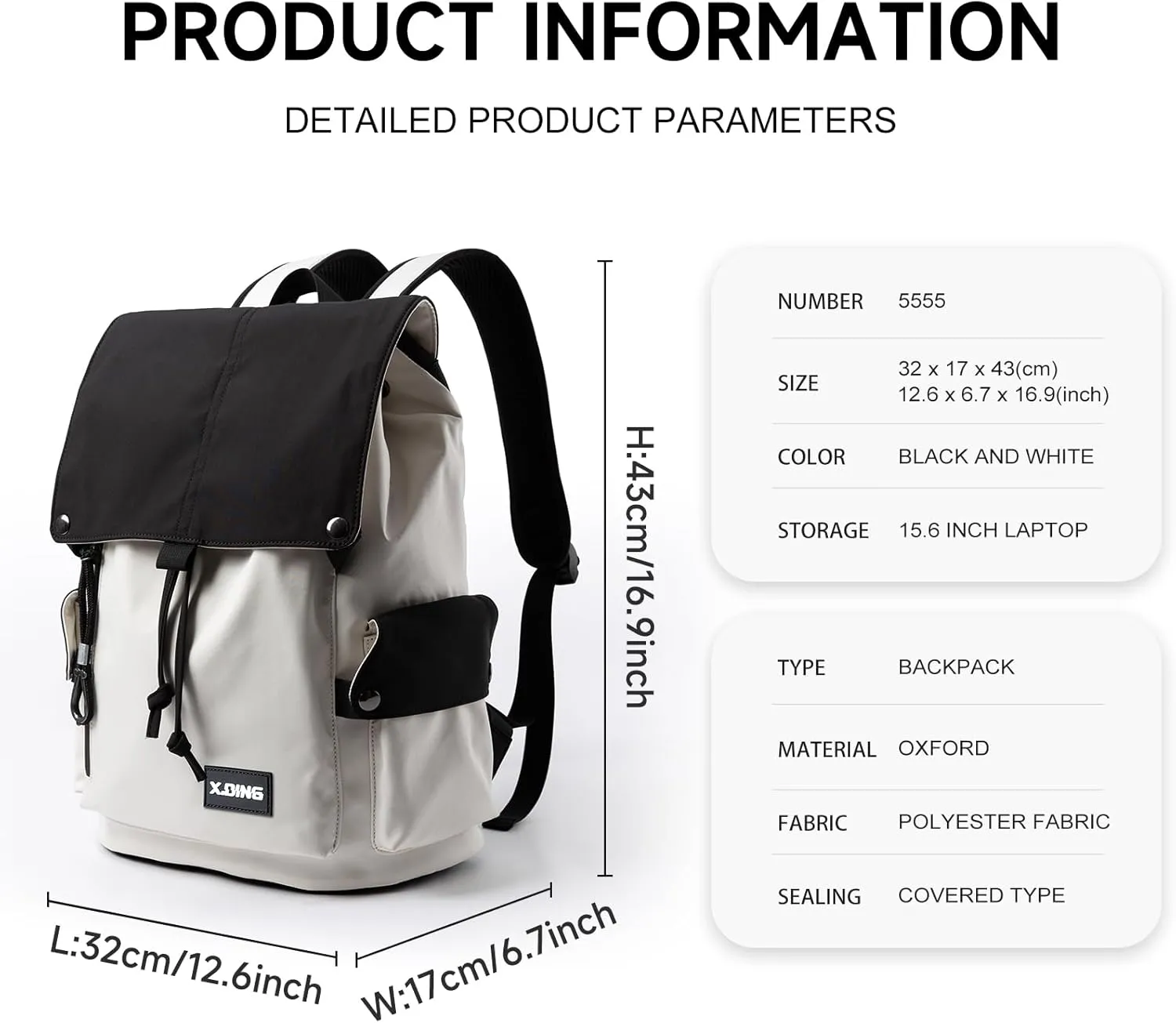School Backpack Water Proof 15.6“ Laptop Backpack Casual Suitable For Fitness Sports Travel Hiking Commuting Class College Black High Middle School Backpack For Men Women