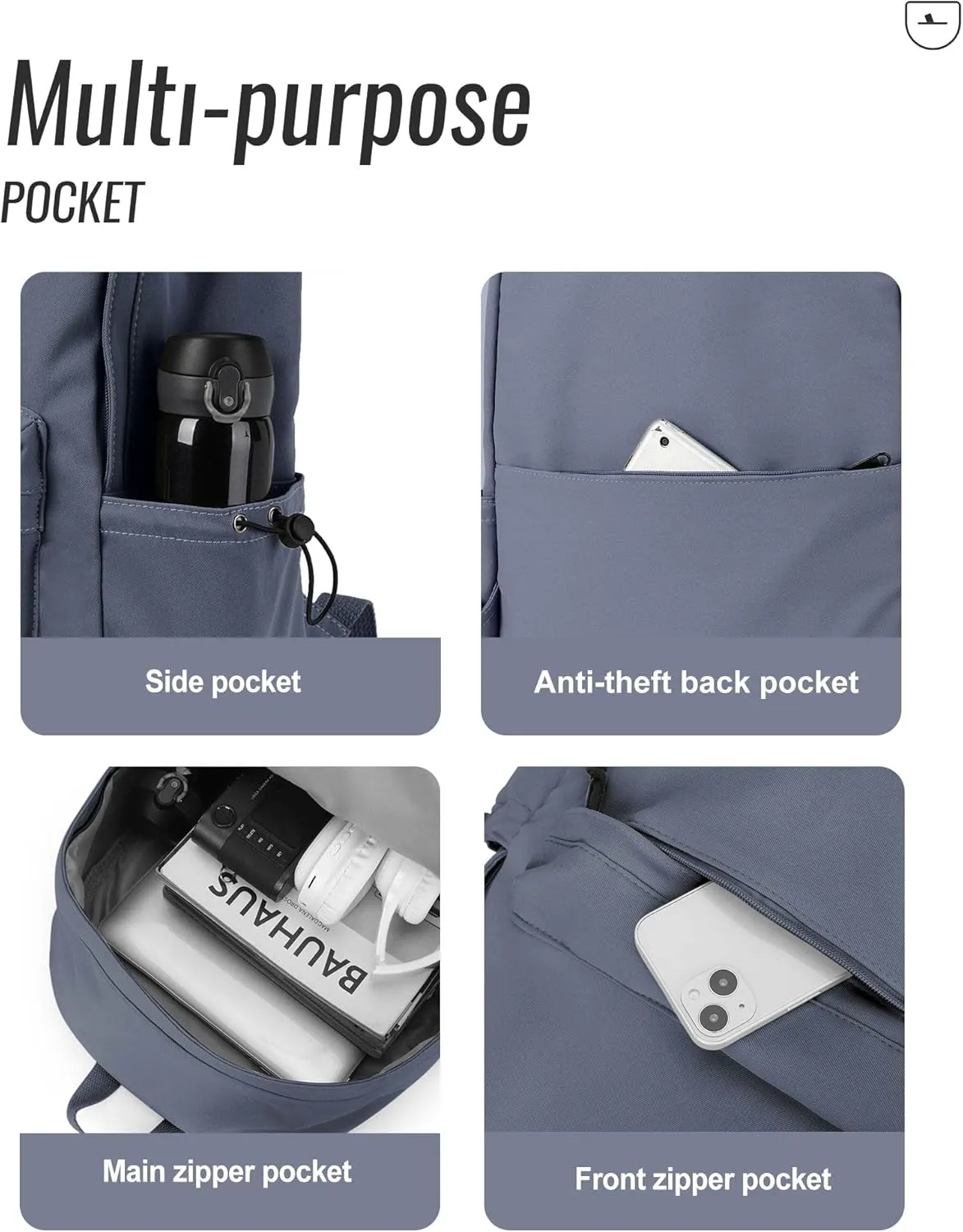 School Bag Backpack for Women Kids Teens Girls, Small Bookbag College Student Backpack for School Men Boys, Mochilas Escolares para Casual Daypack Mini Book Bag Blue ﻿