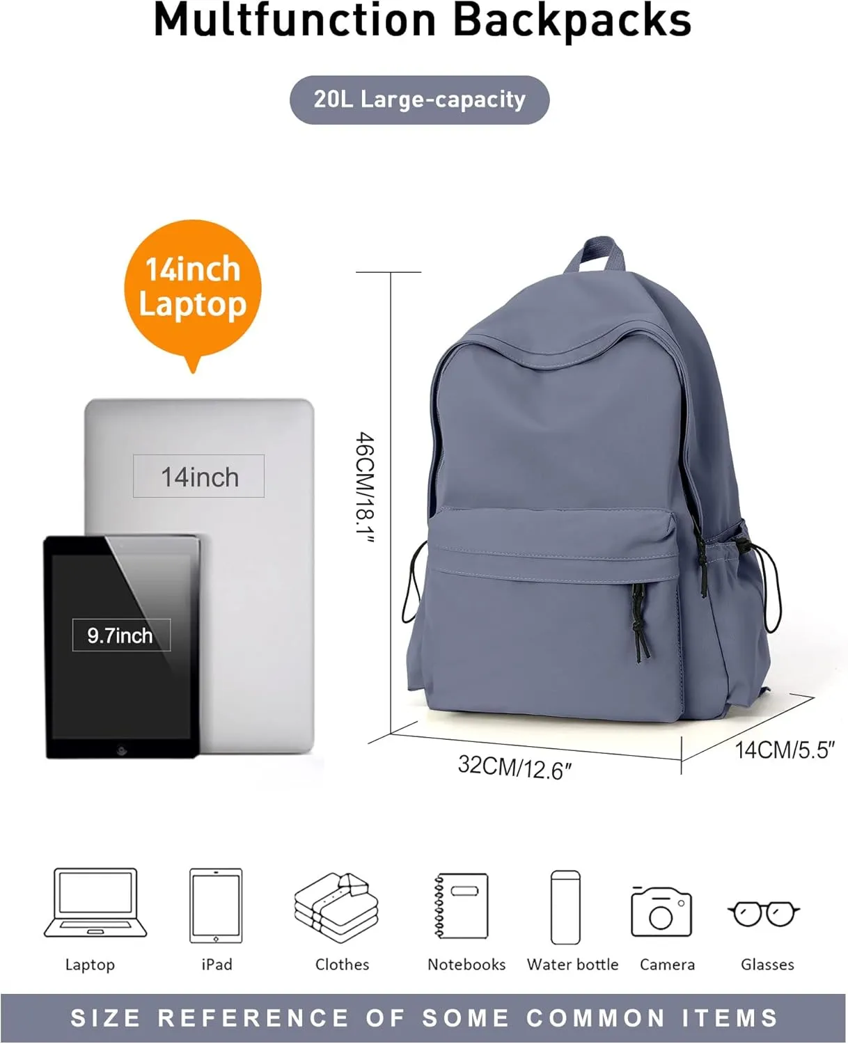 School Bag Backpack for Women Kids Teens Girls, Small Bookbag College Student Backpack for School Men Boys, Mochilas Escolares para Casual Daypack Mini Book Bag Blue ﻿