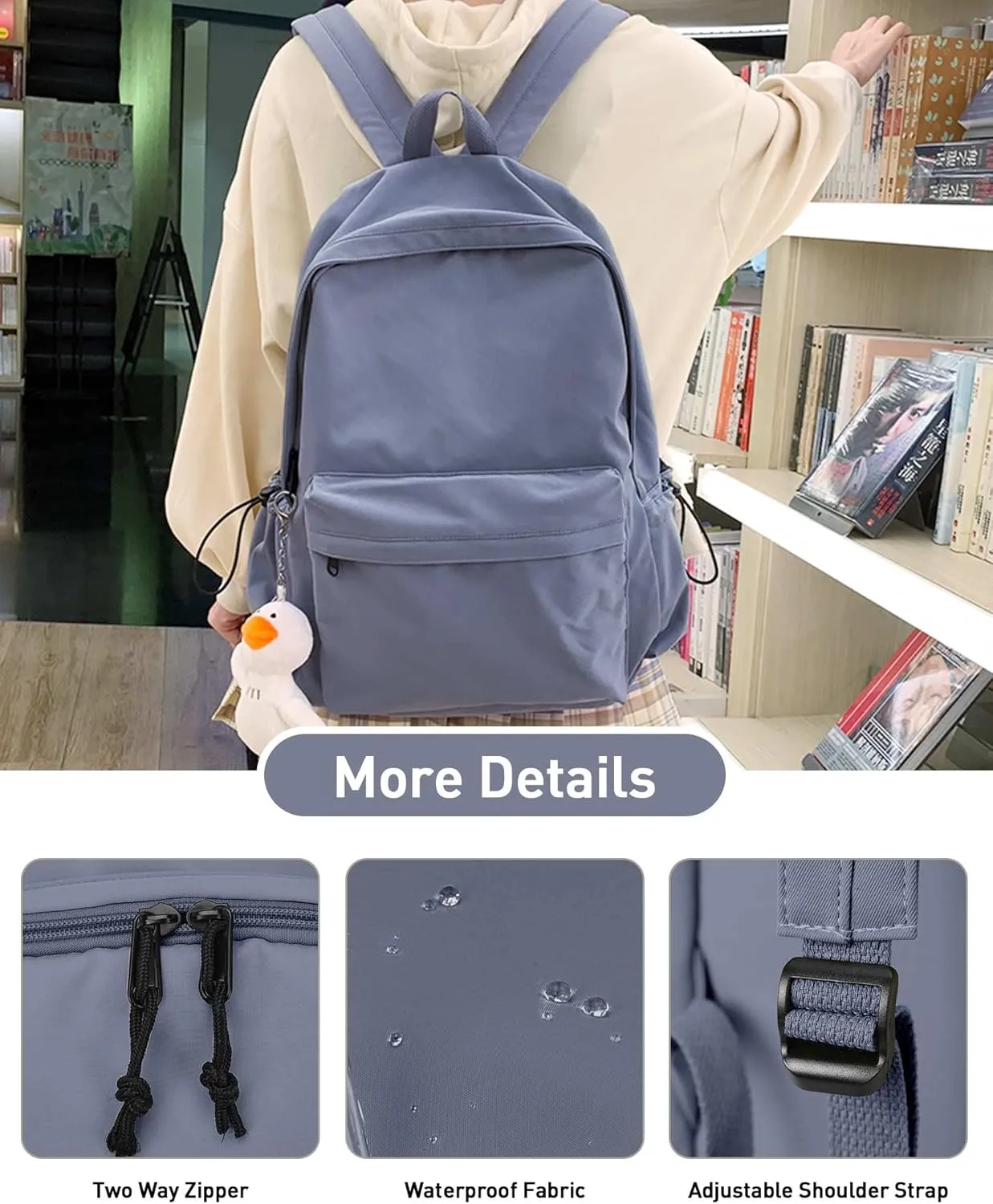 School Bag Backpack for Women Kids Teens Girls, Small Bookbag College Student Backpack for School Men Boys, Mochilas Escolares para Casual Daypack Mini Book Bag Blue ﻿