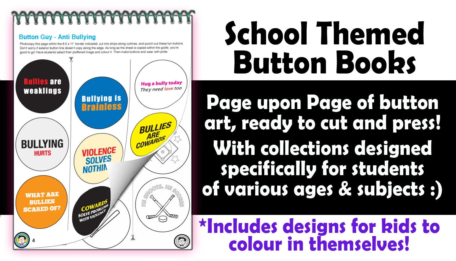 School Themed Button Books