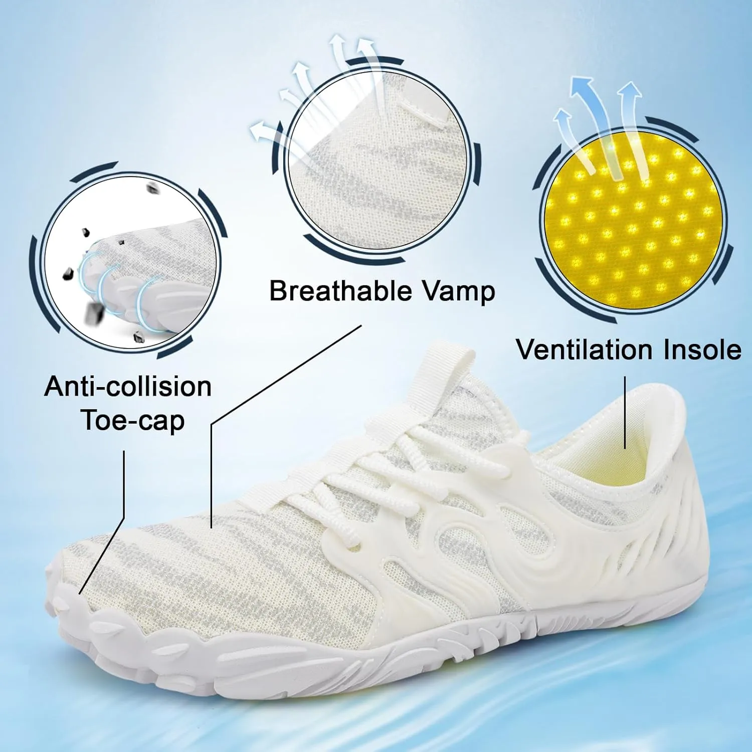 Scurtain Unisex Mens Womens Athletic Hiking Water Shoes Barefoot Aqua Shoes for Beach Swimming Hiking Boating Sailing