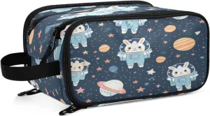 senya Astronaut Rabbit Toiletry Bag Cosmetic Makeup Bag Organizer, Large Travel Bag for Women Men Toiletries Accessories Brushes Tools