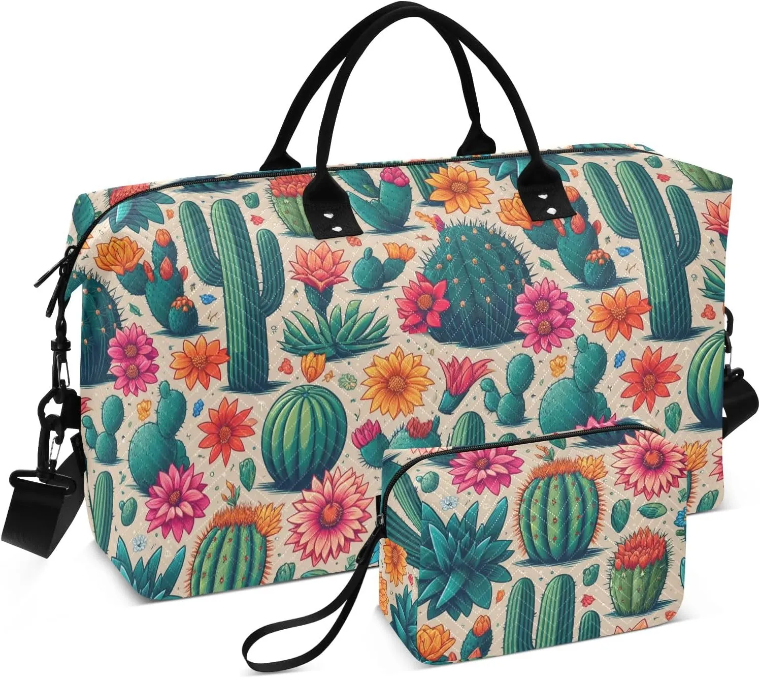 senya Weekender Bags Travel Duffel Gym Bag Cactus Desert Botanica Flower Carry on Overnight Tote Bag with Toiletry Bag for Airplane Travel Trip Gym Yoga, g366821737p1006c1071s2442