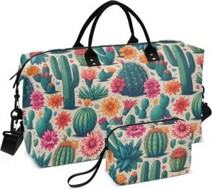 senya Weekender Bags Travel Duffel Gym Bag Cactus Desert Botanica Flower Carry on Overnight Tote Bag with Toiletry Bag for Airplane Travel Trip Gym Yoga, g366821737p1006c1071s2442