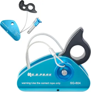 SEPEAK 15kN Detachable Rope Grab Ascender, Flip Line Adjuster,Grip Clamp,Fall Protection Belay Device for Rock Climbing,Tree Arborist,Climbing Rescue Caving, Mountaineering/Fit for 11~13 MM Rope/Blue