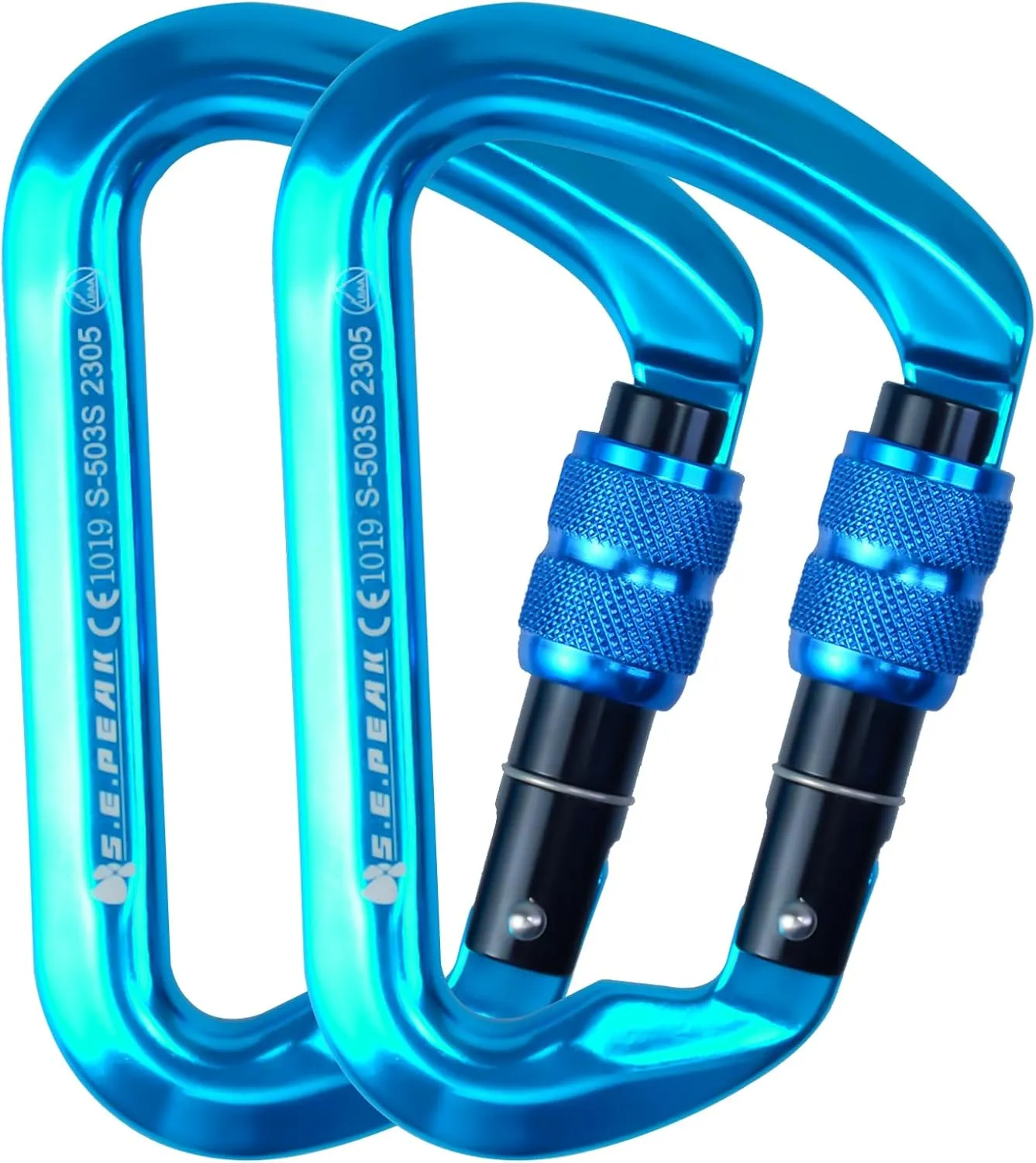 SEPEAK UIAA 30kN Locking Climbing Carabiner, Professional Heavy Duty Screwgate Clip for Outdoor Climbing, Mountaineering, Rappelling, Camping, Hiking, Swing,Large D Carabiner Hook/6744lb