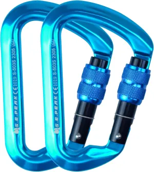 SEPEAK UIAA 30kN Locking Climbing Carabiner, Professional Heavy Duty Screwgate Clip for Outdoor Climbing, Mountaineering, Rappelling, Camping, Hiking, Swing,Large D Carabiner Hook/6744lb
