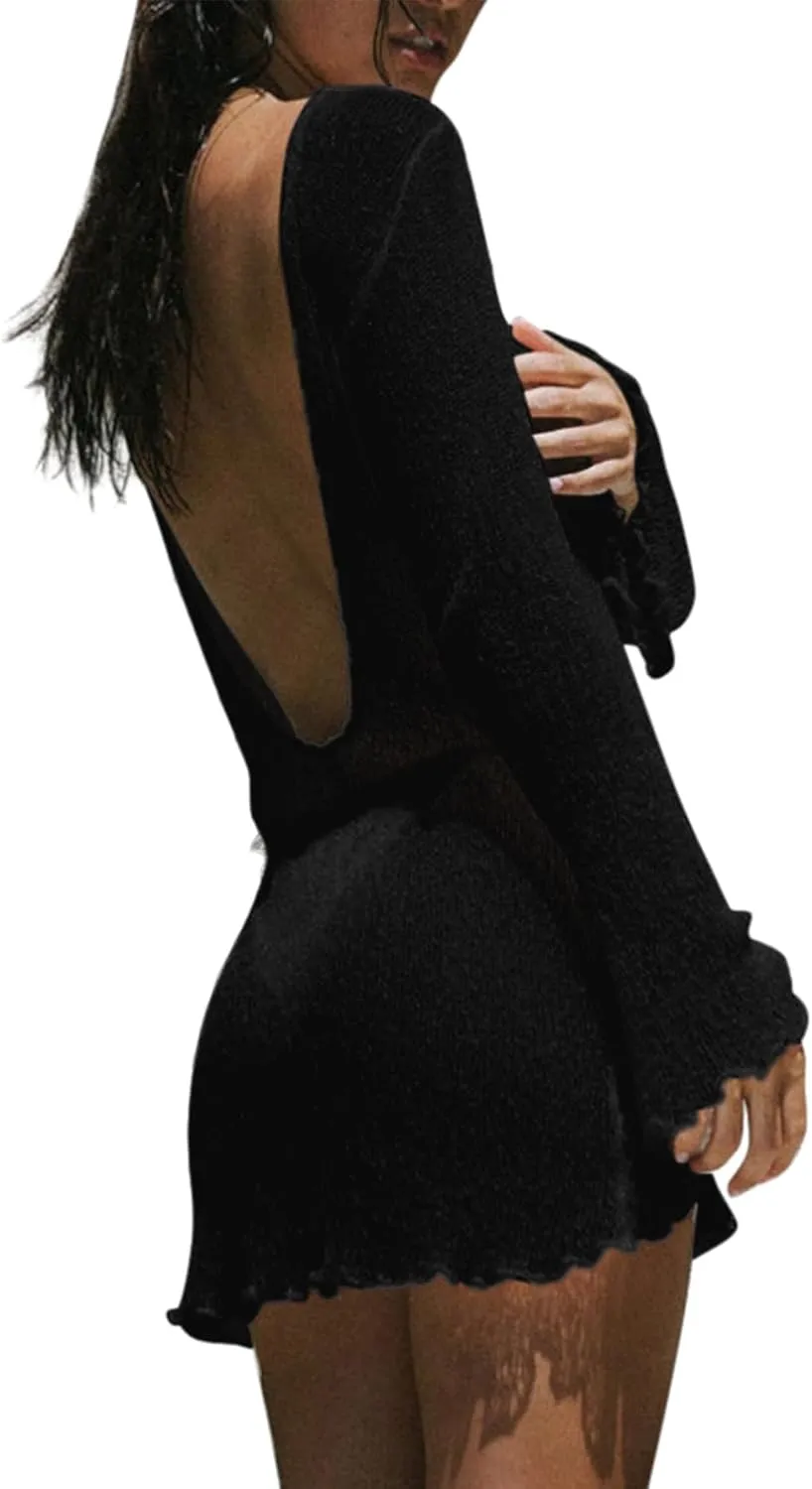 Sexy Beach Relaxed Backless Sheer Mesh Bikini Swimwear Cover Up 1 Piece