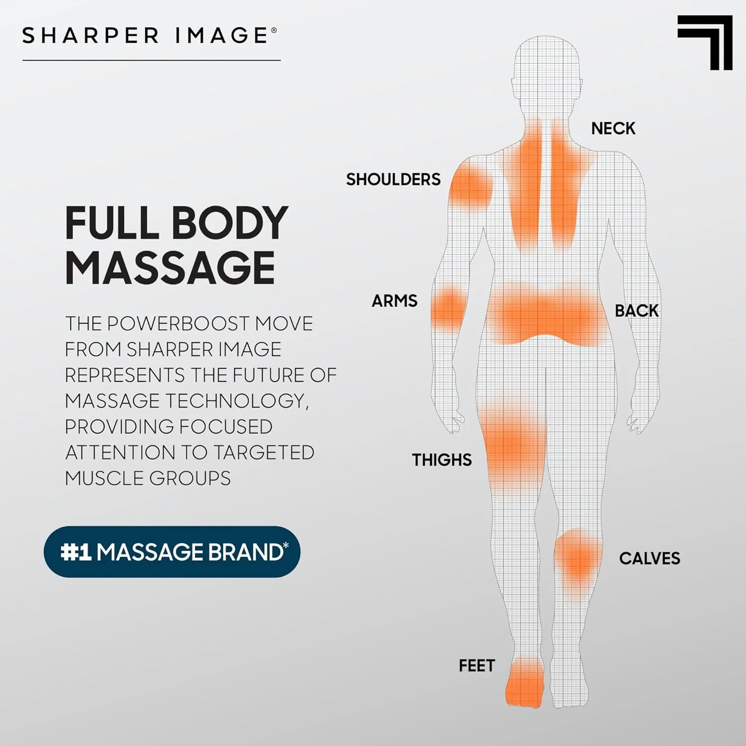 Sharper Image Powerboost Move - Portable Percussion Massage Gun with 4 Attachments, 4 Speeds| Lightweight Full Body Back & Shoulder Massager| Deep Tissue Muscle Recovery, Pain Relief & Soreness