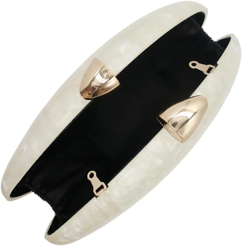 Shell Shape Acrylic Clutch Trendy Metallic Acrylic Evening Bag Shiny Egg Purses and Handbags for Women Wedding Party