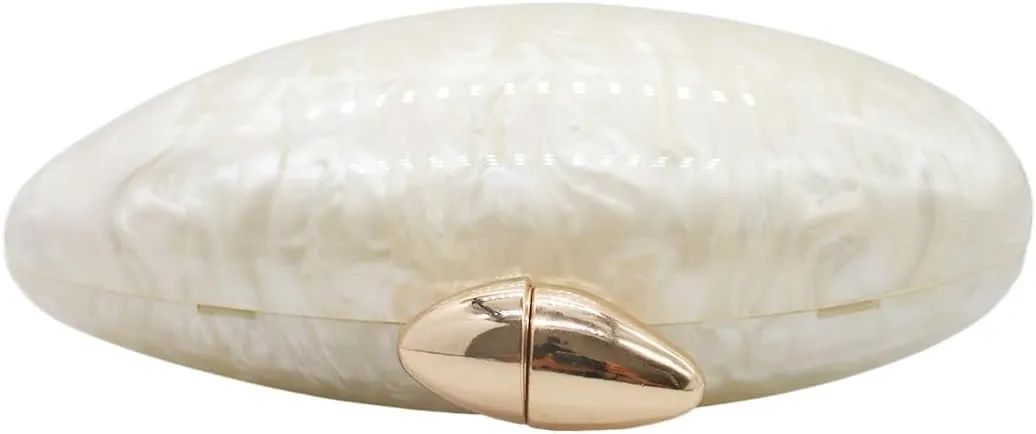 Shell Shape Acrylic Clutch Trendy Metallic Acrylic Evening Bag Shiny Egg Purses and Handbags for Women Wedding Party