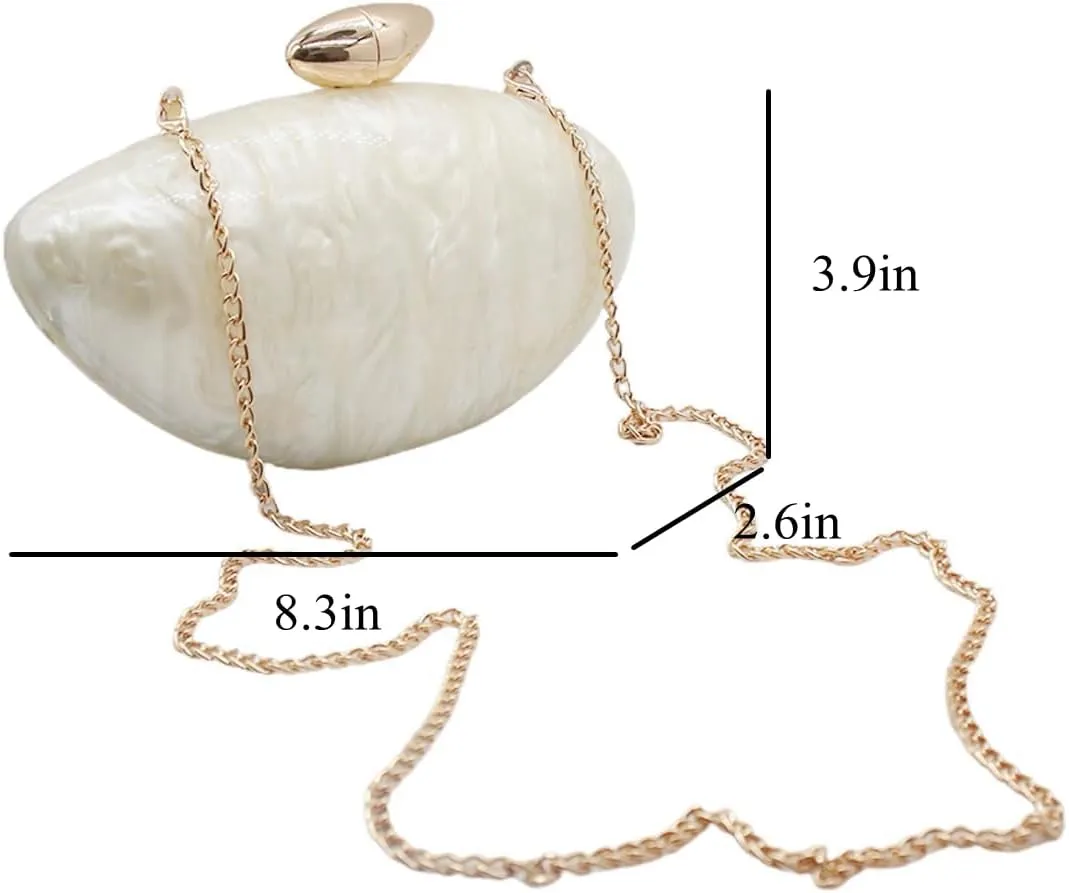 Shell Shape Acrylic Clutch Trendy Metallic Acrylic Evening Bag Shiny Egg Purses and Handbags for Women Wedding Party