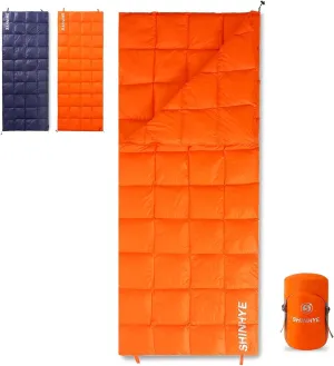 ShinHye Ultralight Sleeping Bag for Adults - 500g Premium Duck Down Waterproof & Compressible, 3 Season Backpacking Camping 40-59℉, Compact Lightweight Sleeping Bag with Compression Sack