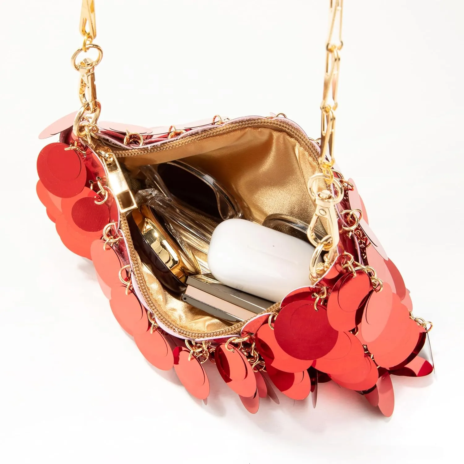 Shiny Metallic Plastic Sequin Crossbody Bag for Nightclub Shoulderbag Evening Bag and Wedding