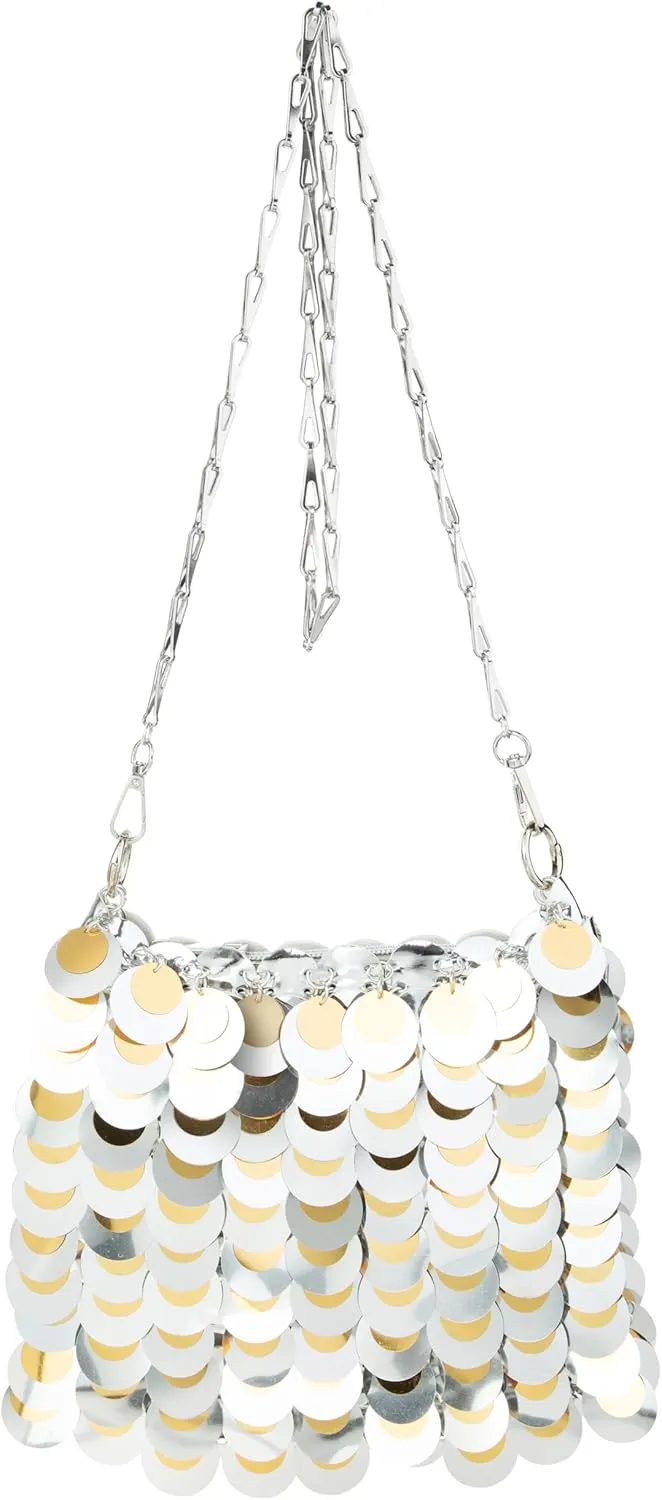 Shiny Metallic Plastic Sequin Crossbody Bag for Nightclub Shoulderbag Evening Bag and Wedding
