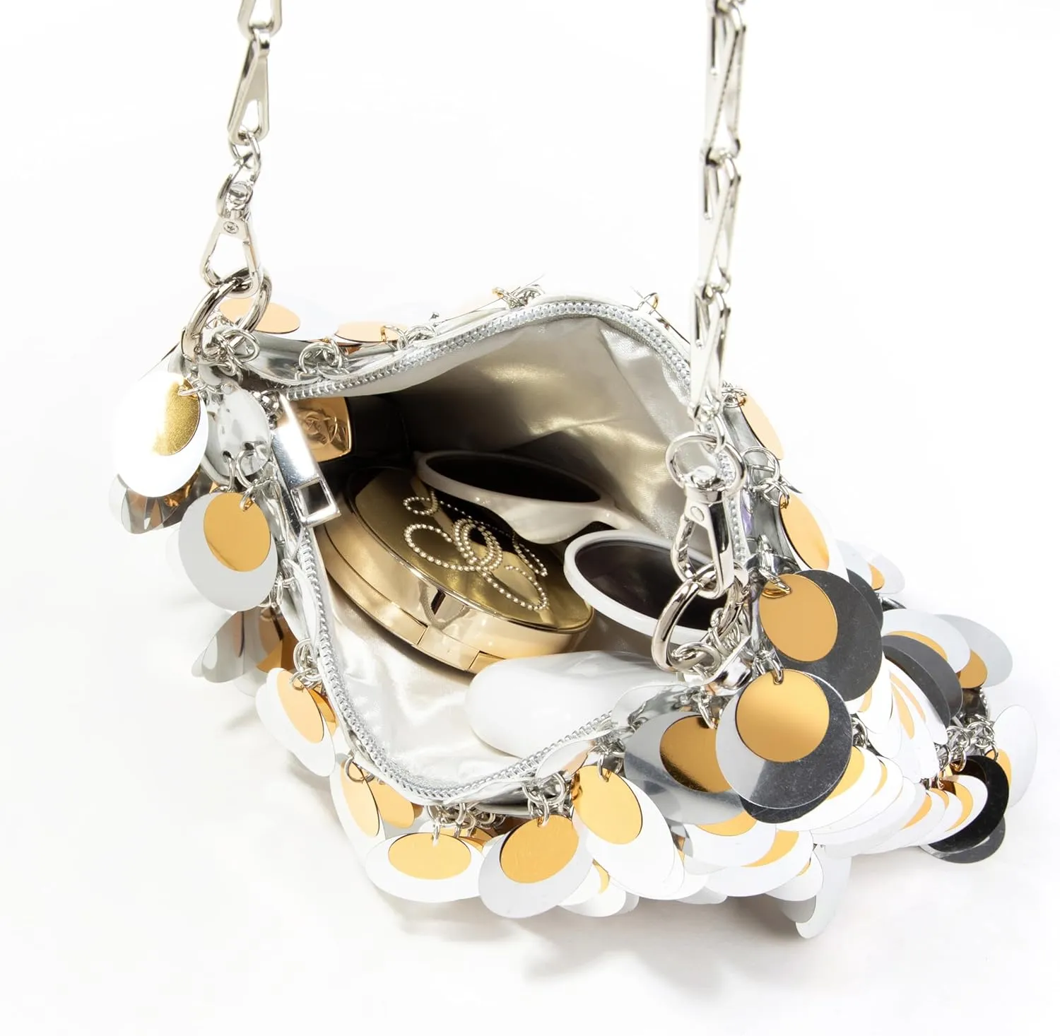 Shiny Metallic Plastic Sequin Crossbody Bag for Nightclub Shoulderbag Evening Bag and Wedding