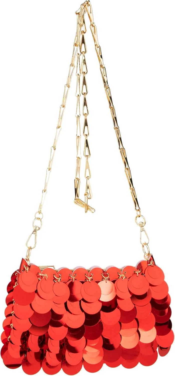Shiny Metallic Plastic Sequin Crossbody Bag for Nightclub Shoulderbag Evening Bag and Wedding