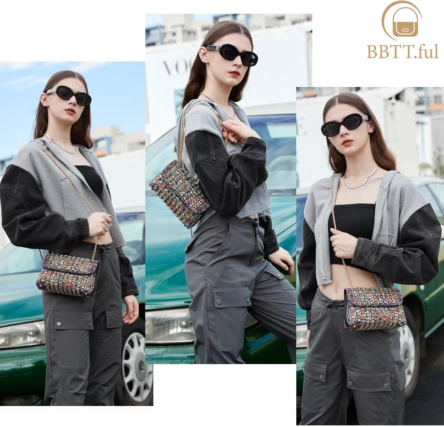 Shoulder Bags Crossbody Bag Purses Handbags Crystals Rhinestone Evening Bag for Women Clutch Purse with Chain