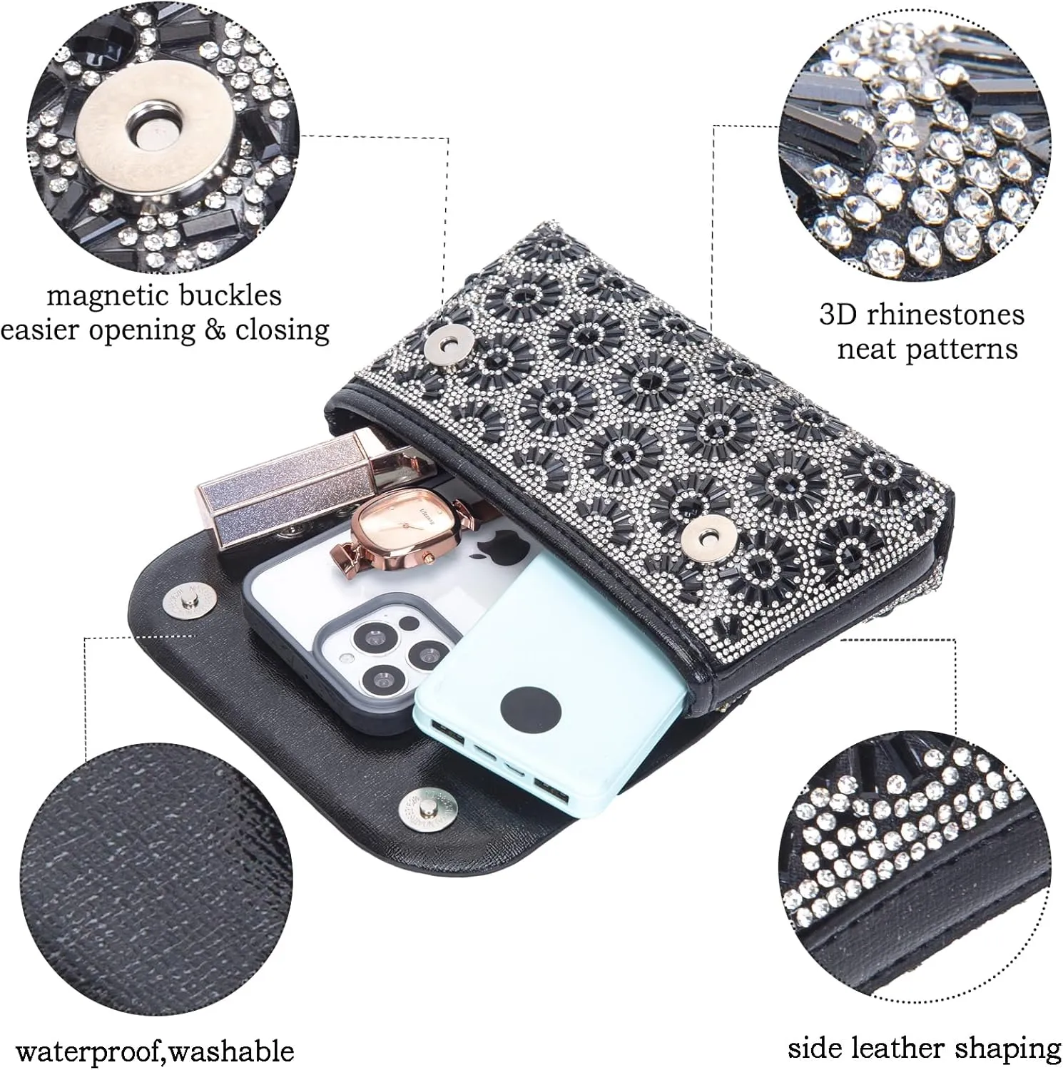 Shoulder Bags Crossbody Bag Purses Handbags Crystals Rhinestone Evening Bag for Women Clutch Purse with Chain
