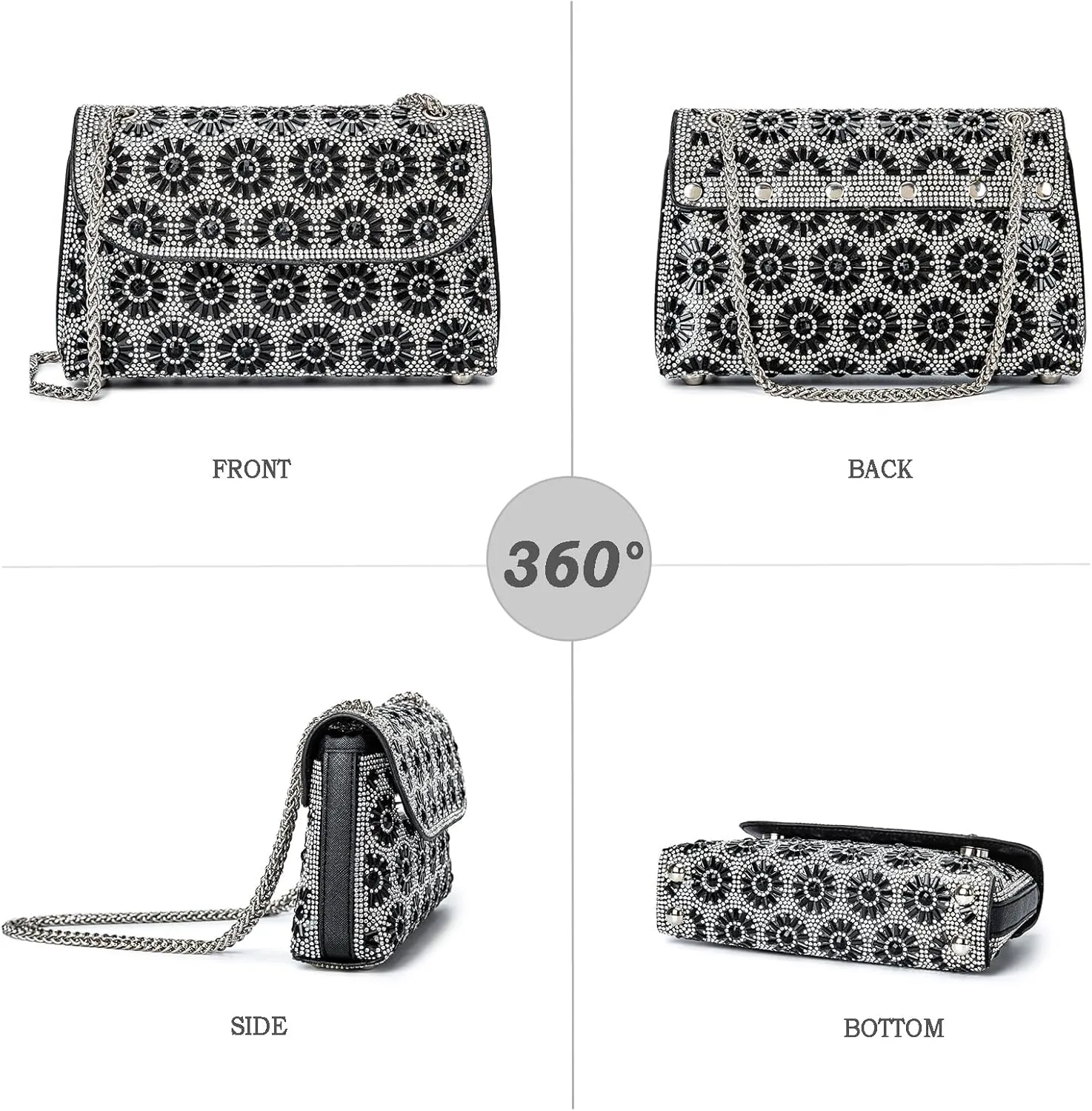 Shoulder Bags Crossbody Bag Purses Handbags Crystals Rhinestone Evening Bag for Women Clutch Purse with Chain