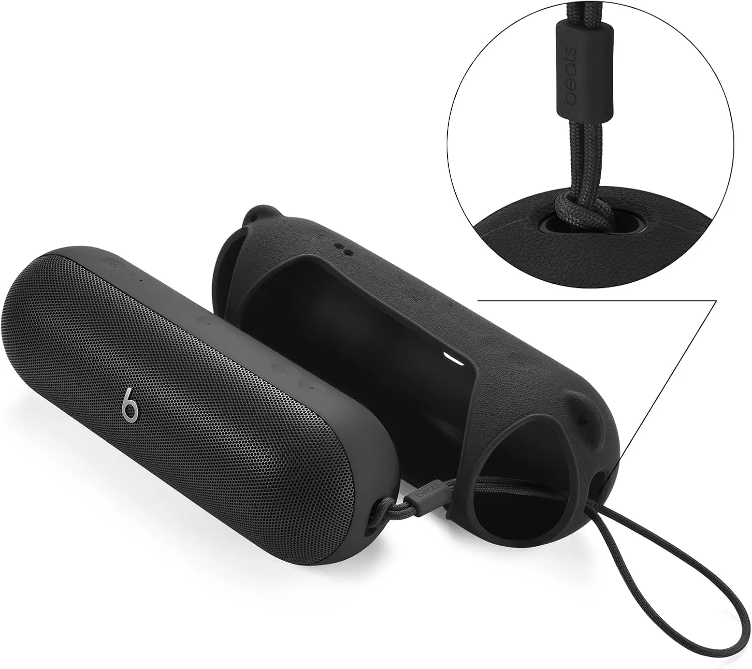 Silicone case for Beats Pill Speakers, Essential for Portable Outdoor Travel Work (Black)