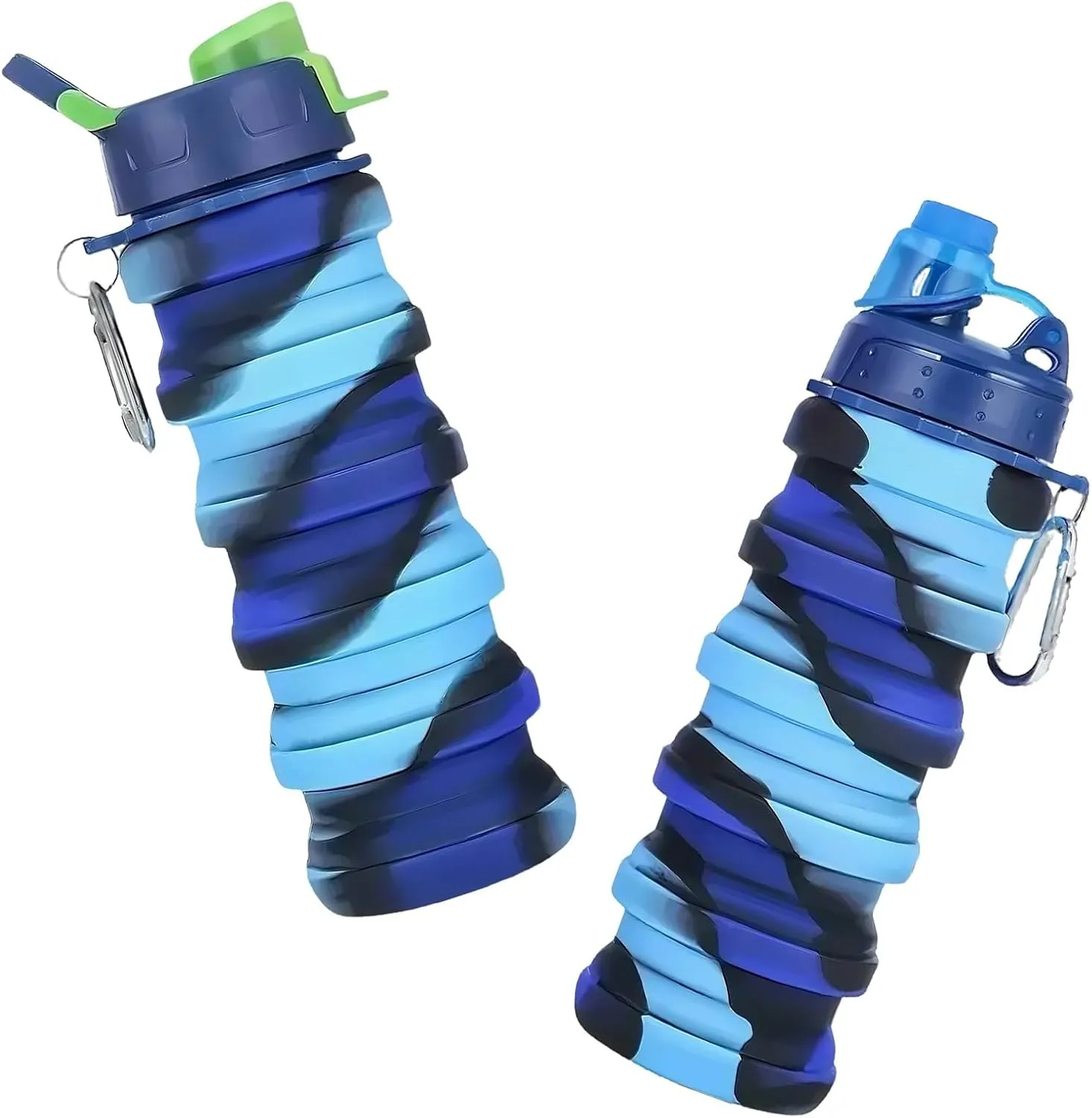 Silicone Collapsible Sports Cup Men and Women Telescopic Cup Creative Outdoor Travel Bottle Portable Cold Water Bottle(Blue)